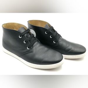 ❗️HERMES Men's Black Leather High-Top Sneakers with White Emblem UNISEX ❗️